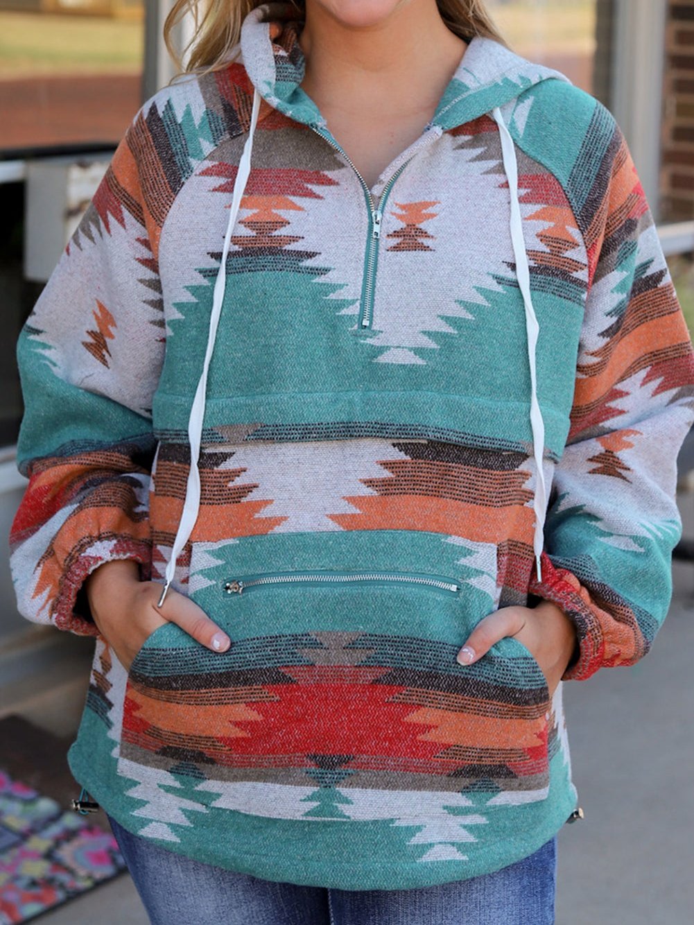 Aztec Dream Multicolor Hooded Zip-Up Hoodie