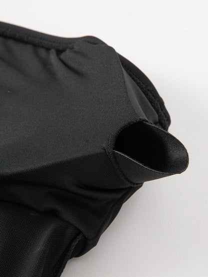 Black Mesh Patchwork One-shoulder Monokini Swimsuit