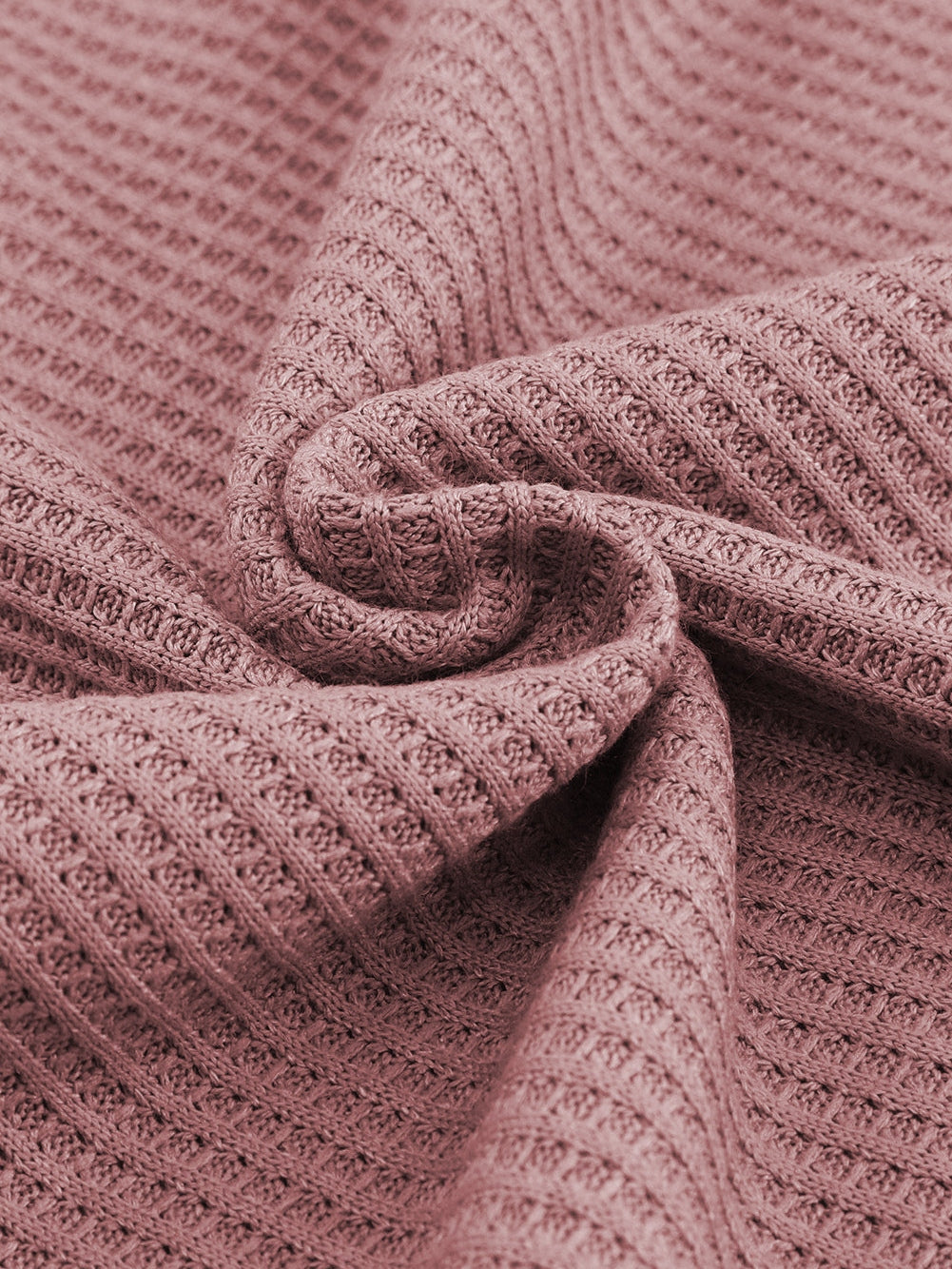 Fiery Red Oversized Waffle Knit Henley Hoodie with Drop Shoulder