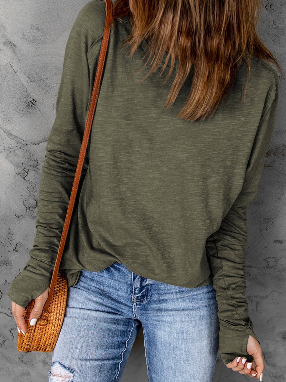 Green Classic Round Neck Long Sleeve Sweatshirt
