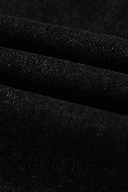 Dark Grey Pleated Wide Leg Mineral Wash Denim Pants