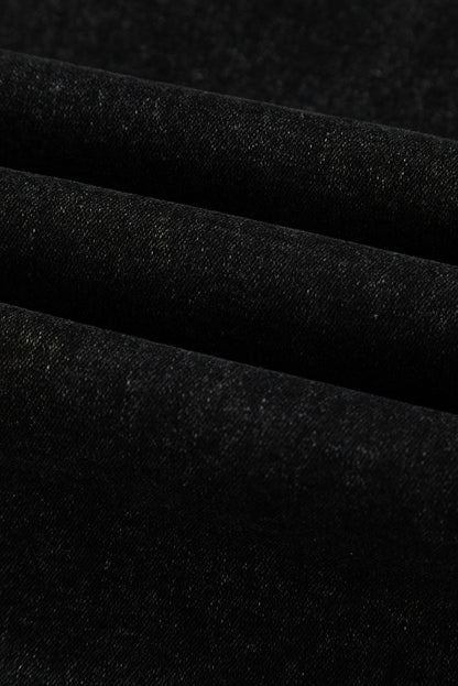 Dark Grey Pleated Wide Leg Mineral Wash Denim Pants