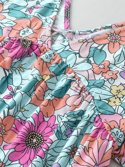 Summer Blossom V Neck Plus Size Blouse for Women