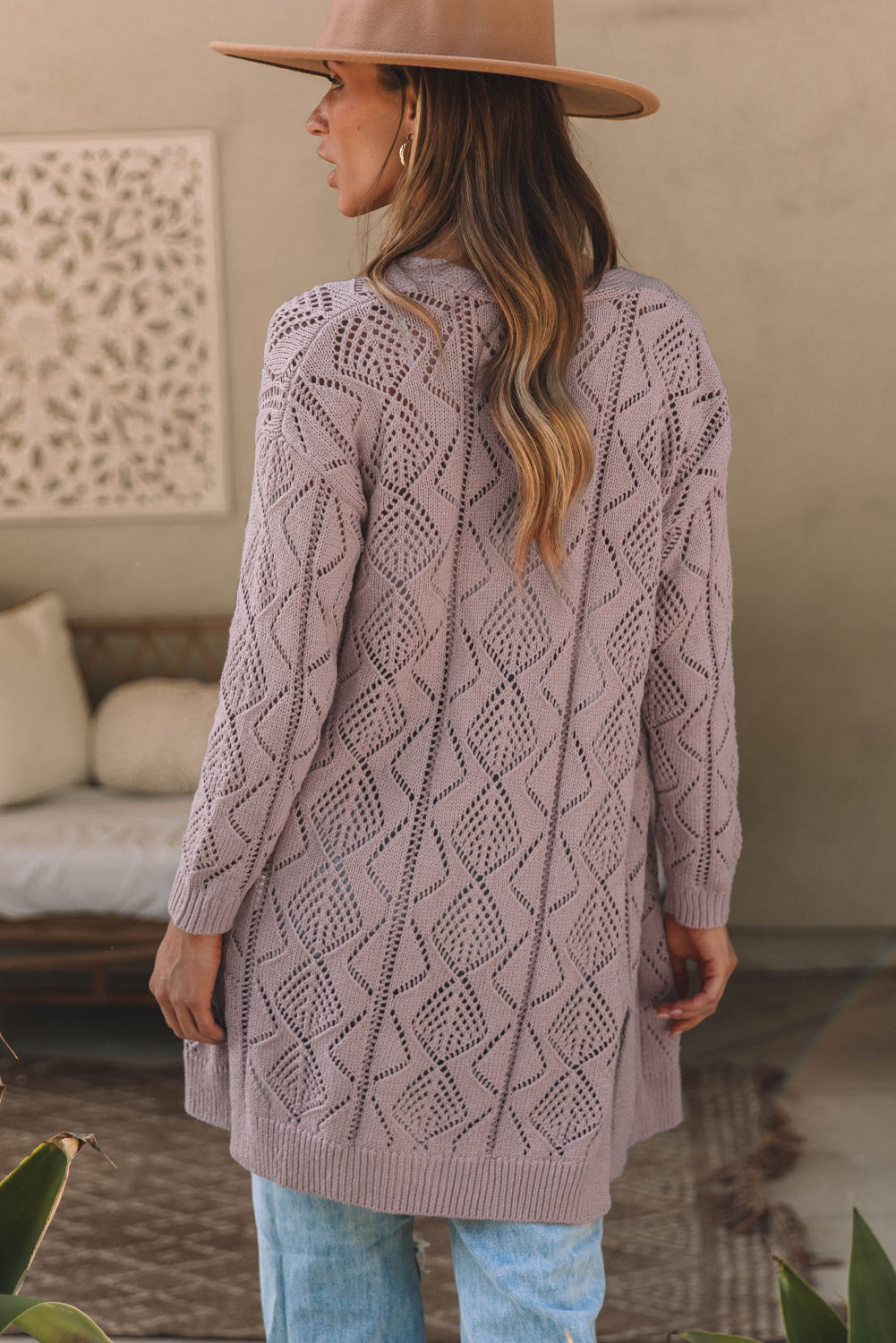 openwork knit cardigan