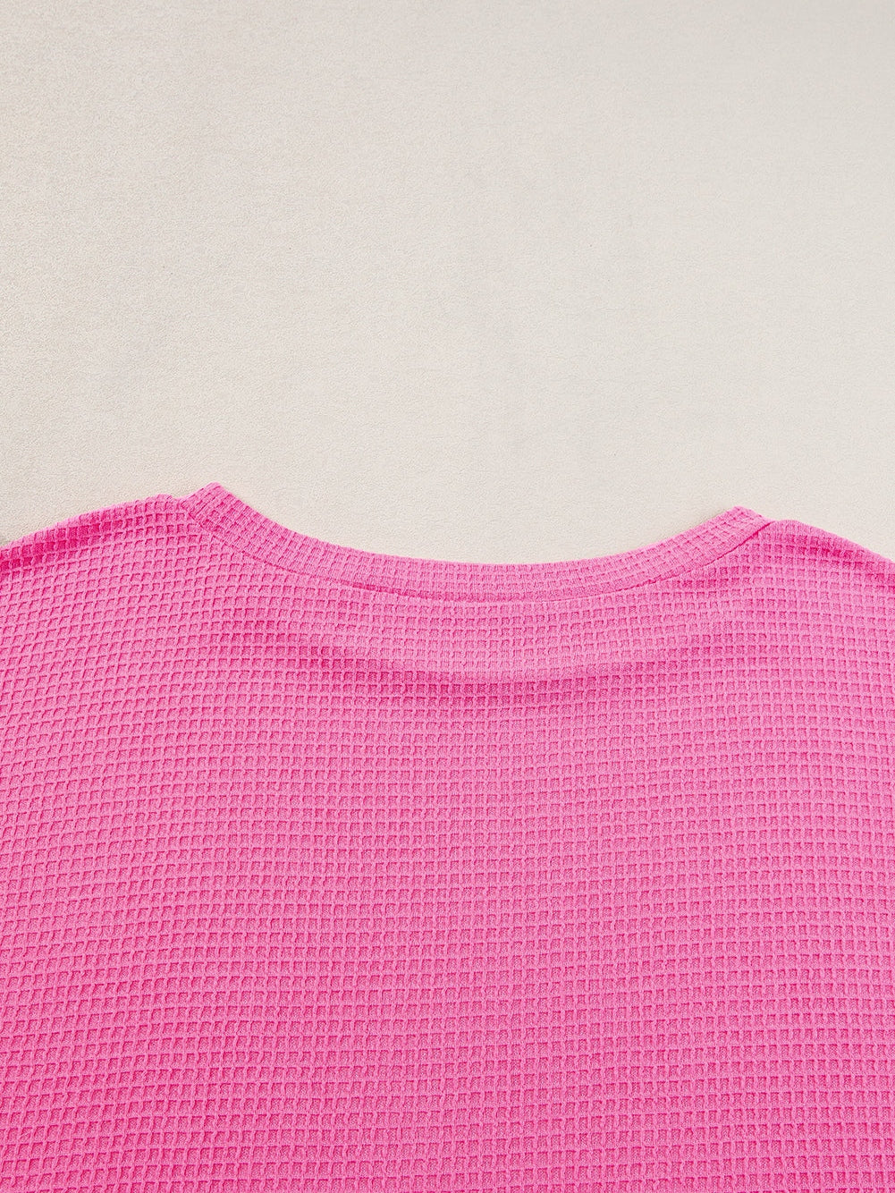 Rose Red Solid Waffle Knit Plus Size Two Piece Set