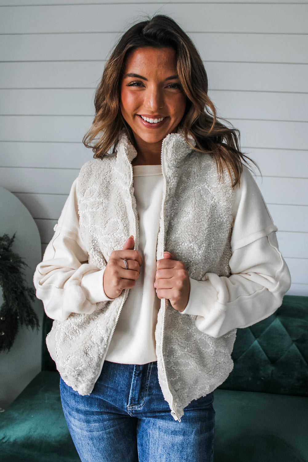 white pullover sweatshirt