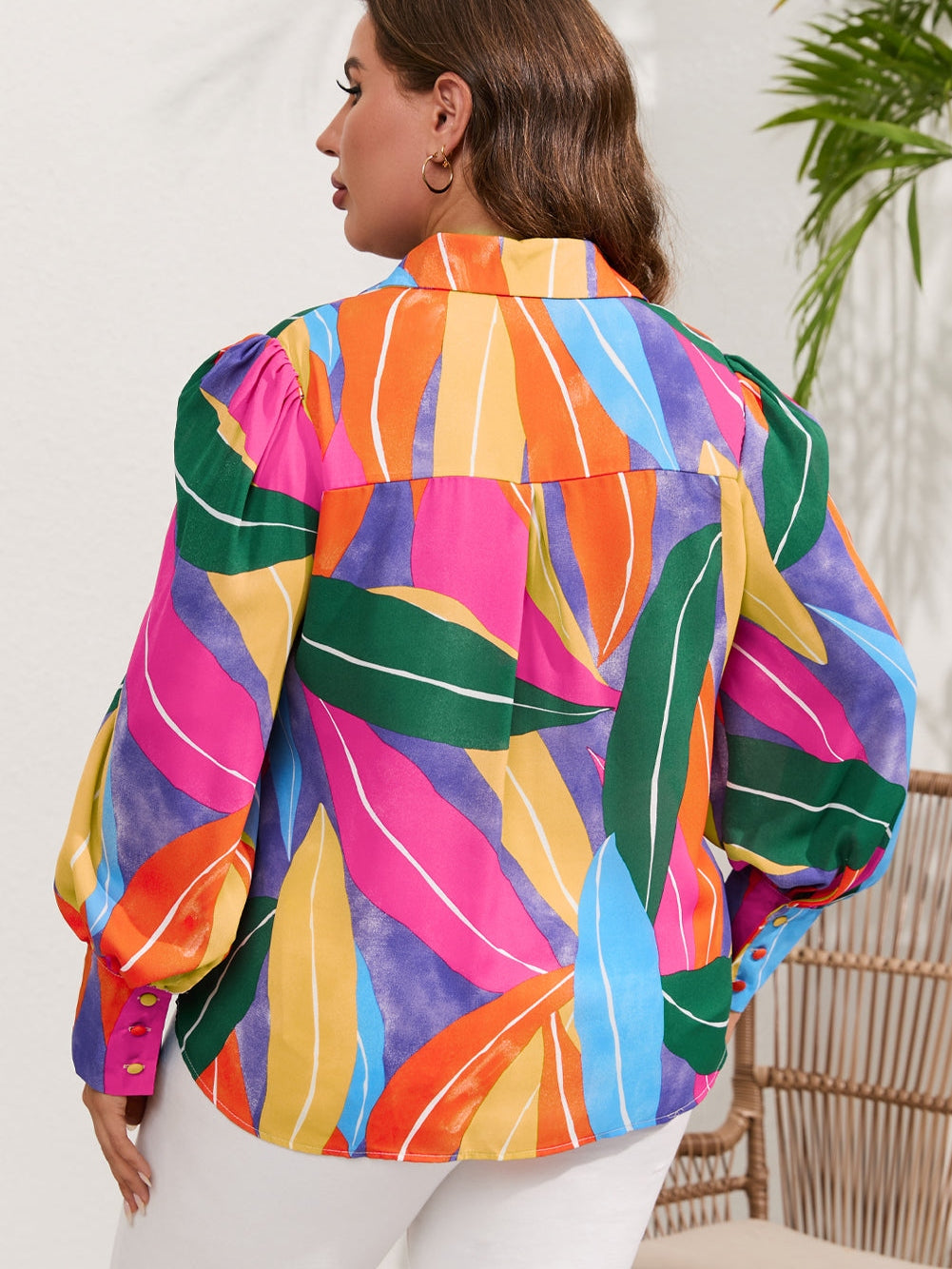 Multicolor Flora Print Plus Size Shirt
