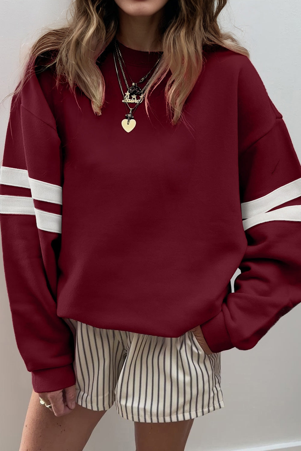 varsity striped sweatshirt