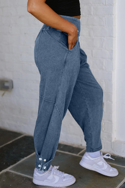 Ashleigh Blue Mineral Wash Jogger Style High Waist Casual Pants