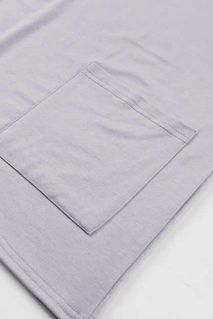 Rounded Neckline Long Sleeve Dress with Pockets