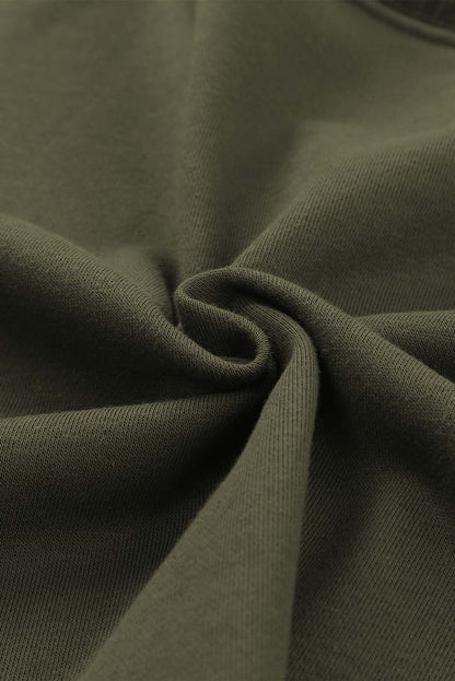 Green Curly Hemline Cropped Sweatshirt