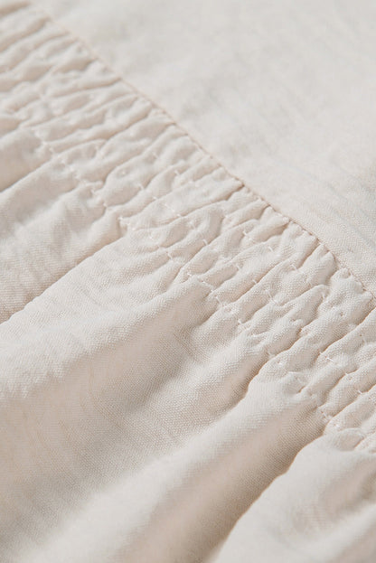 Apricot Frilled Sleeveless Top with Button Front Detail