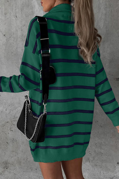 green striped sweater dress