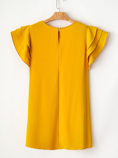 Tiered Ruffled Sleeve Grapefruit Orange Plus Size Dress for Parties and Beyond