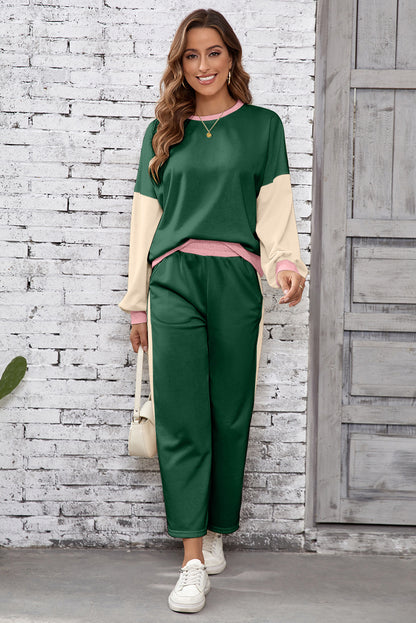color block pant set
