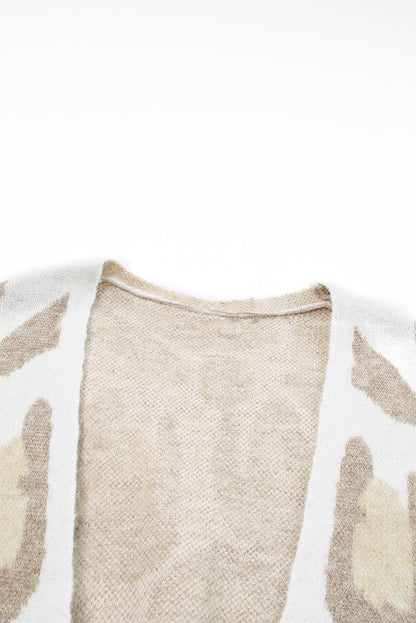 Leopard Print Beige Plus Size Cardigan