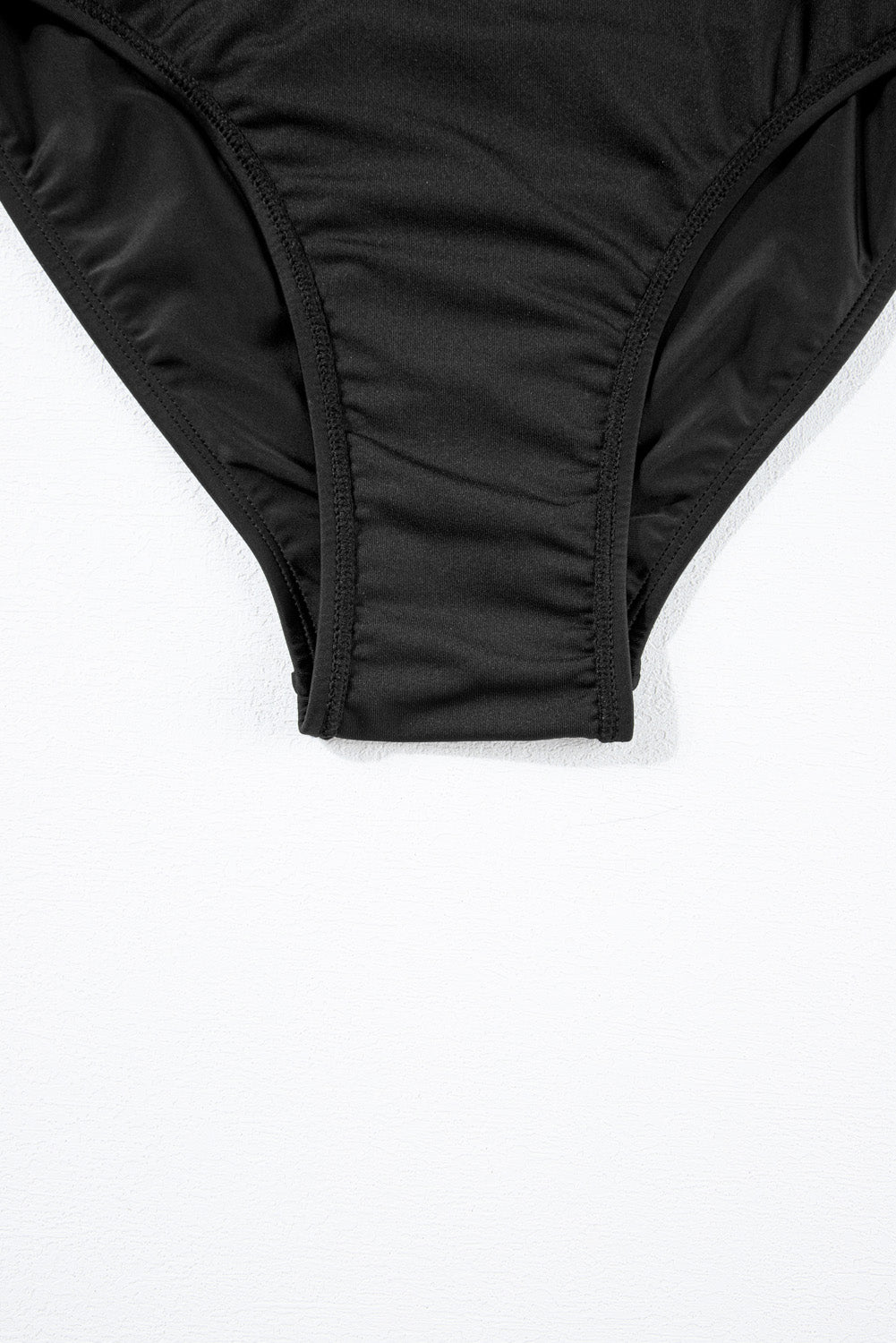 Elegant Black Lace Patchwork Halter Neck Monokini with Surplice Neck