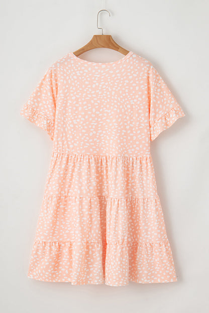 Pink Leopard Tiered Ruffle Plus Size Dress