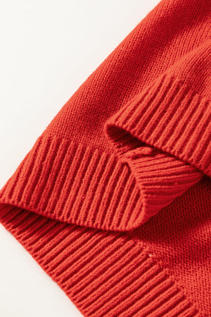 Festive Red Sequin Christmas Tree Sweater with Drop Shoulders