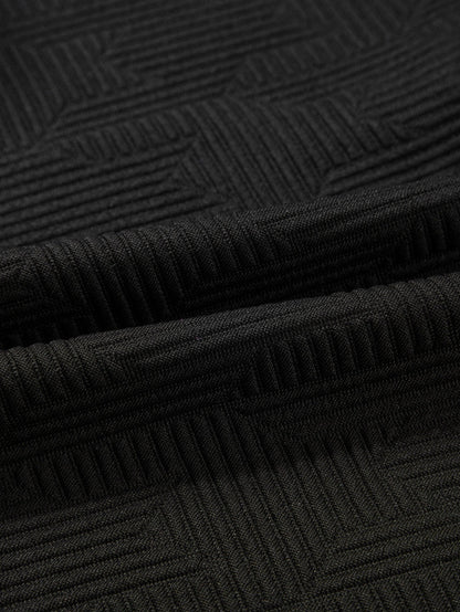 Chic Black Ruffle Sleeve Quarter Zip Top with Wide Leg Pants Set