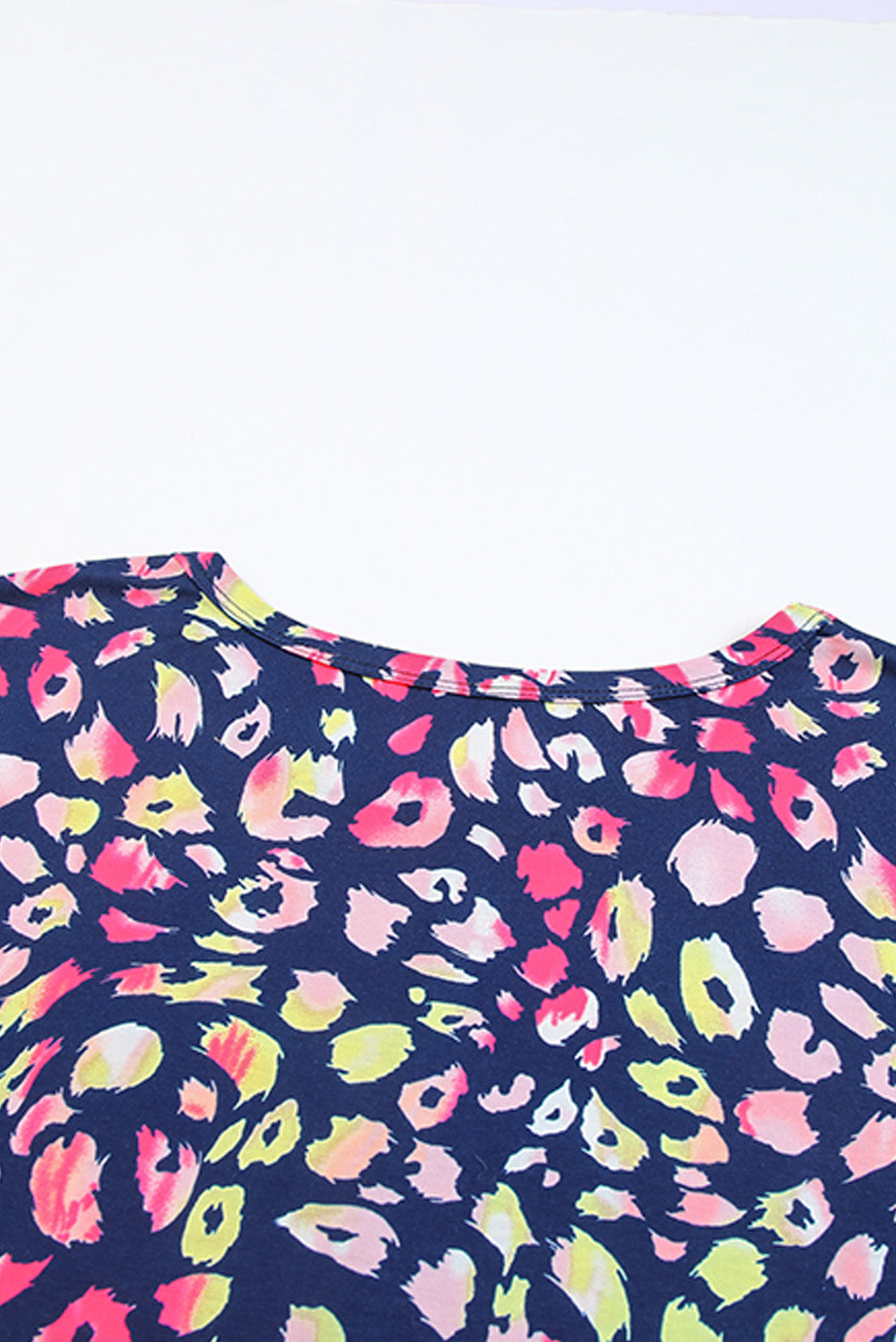 Leopard Patchwork Crew Neck Plus Size Tee