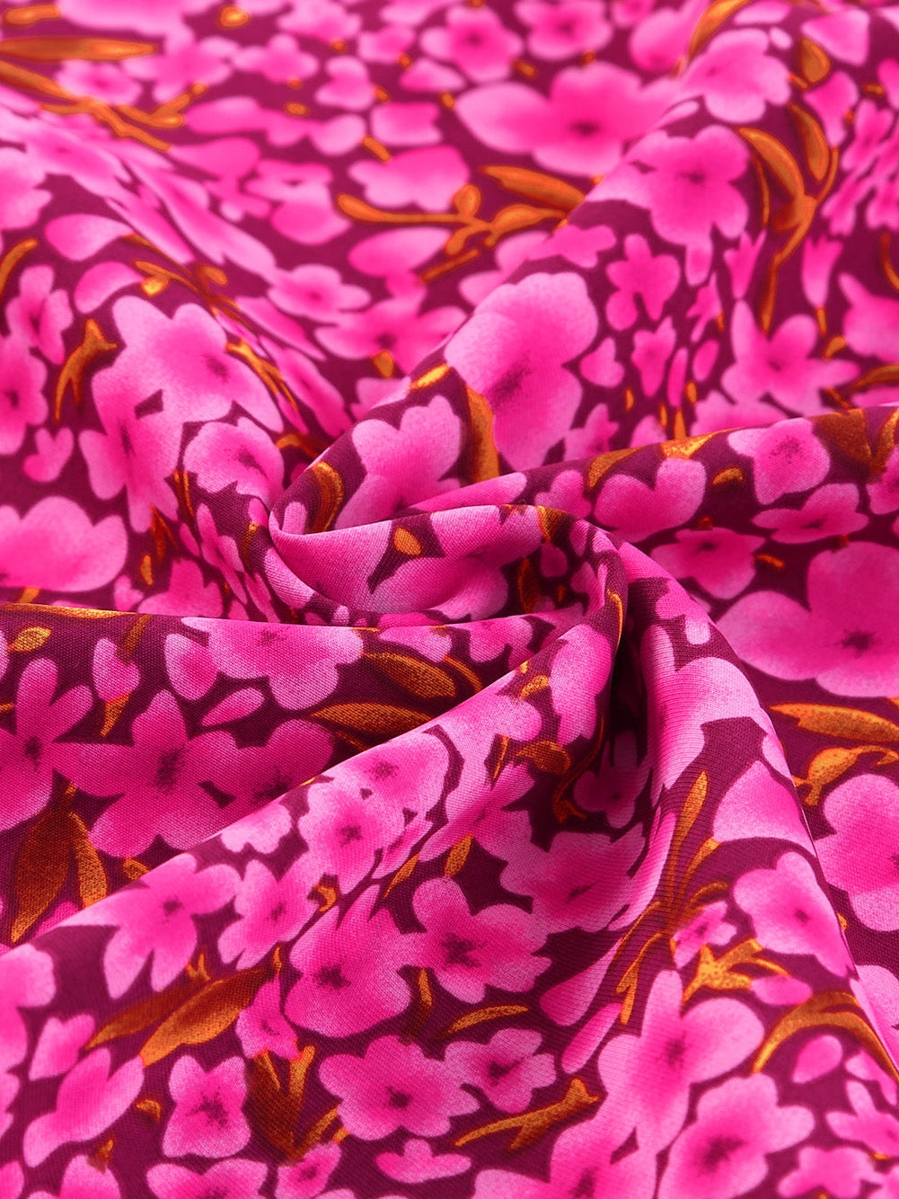 Rose Floral Print Ruffle Sleeve Plus Size Shift Top