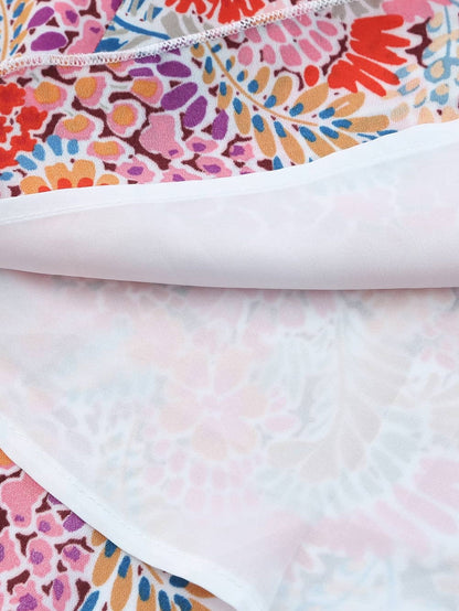 Floral Pink Sleeveless Ruffle Tank Top