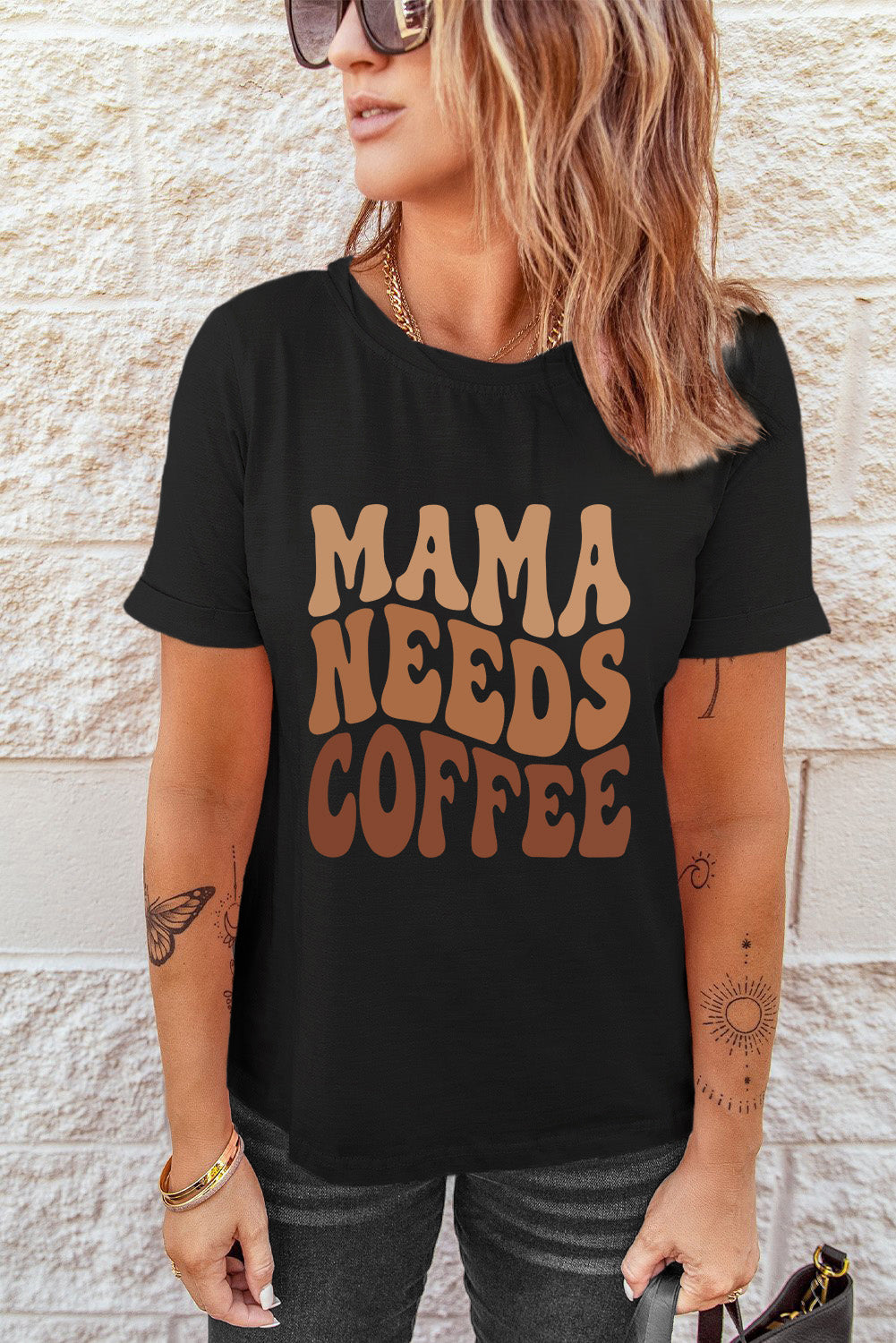 Black COFFEE LOVER Graphic Tee for Busy Moms