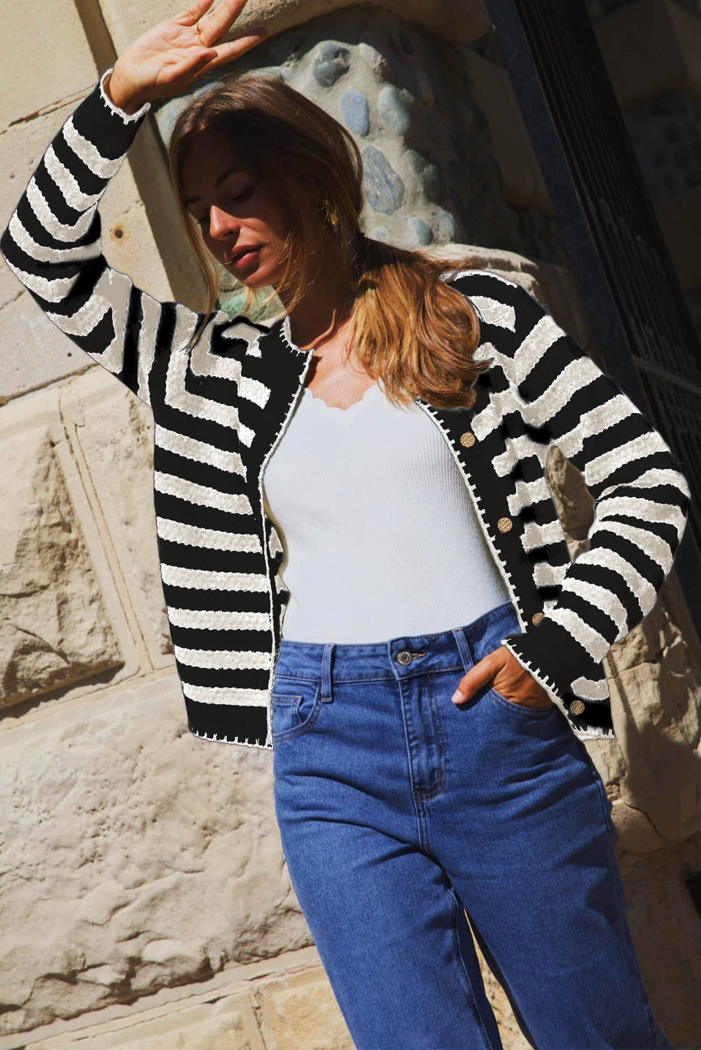 striped cardigan womens