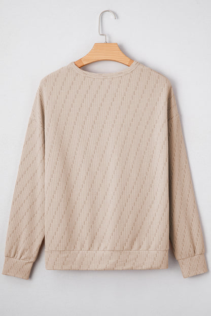 textured long sleeve top