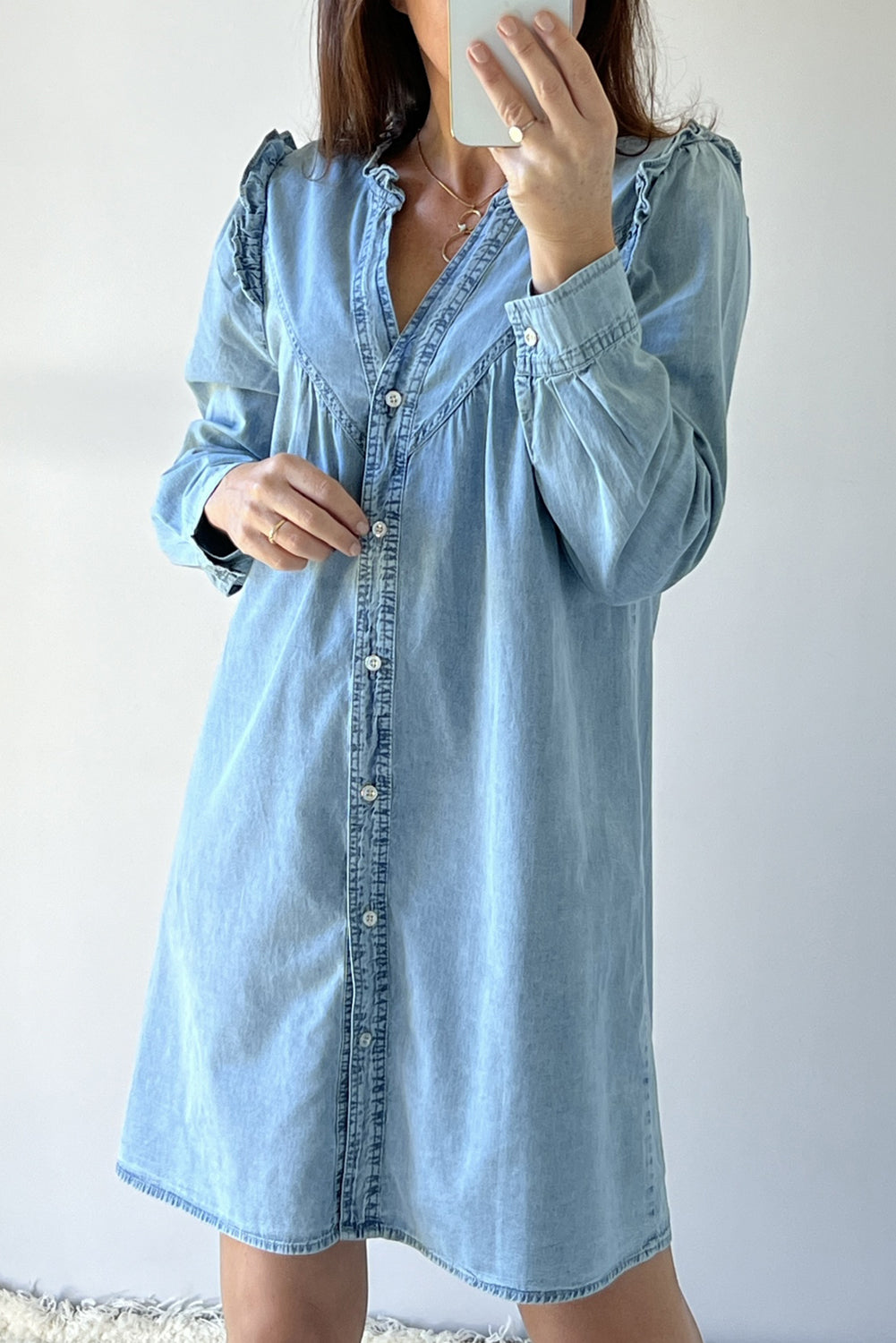 denim button up dress