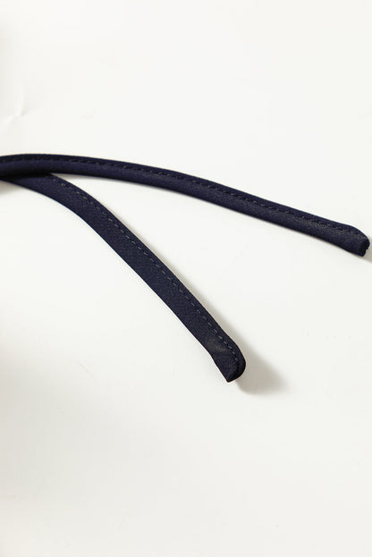 Elegant Black Floral Embroidered Flounce Sleeve Blouse with Split V-Neck