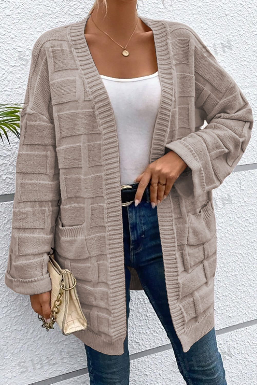 textured knit cardigan