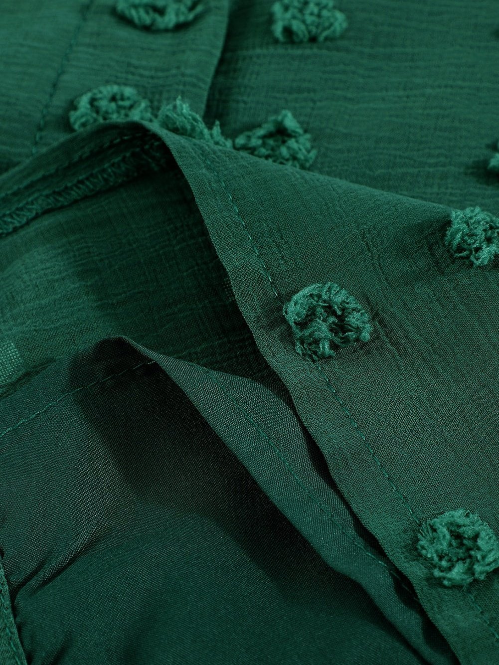 Green Fuzzy Polka Dot Shirt with Long Sleeves