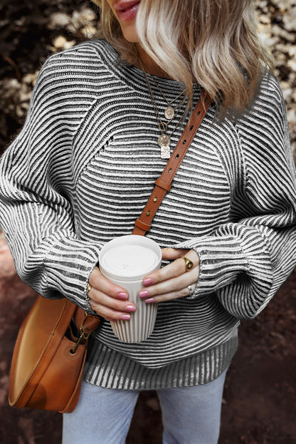 striped knit sweater