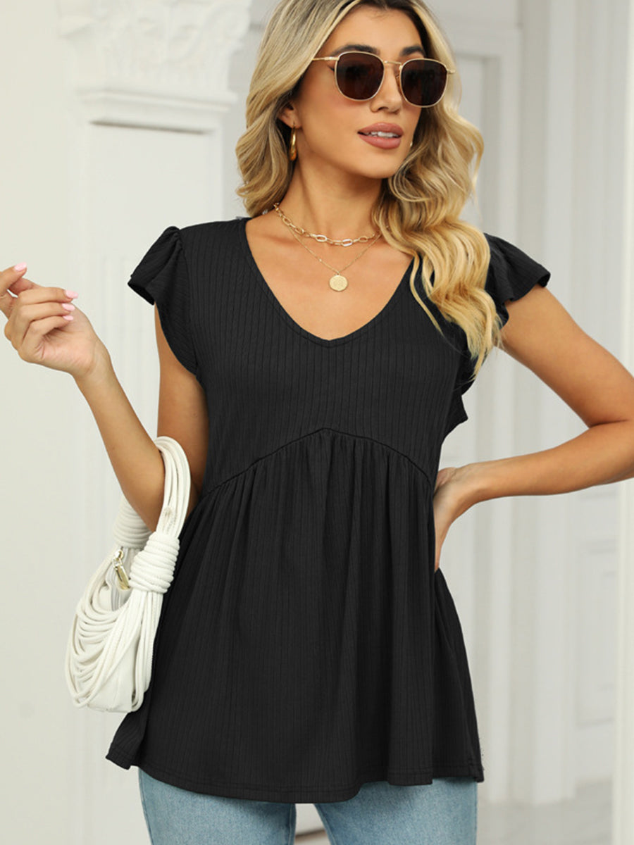 Blouses - Tops V Neck Sleeveless Solid Color Casual Versatile Tank Top - MsDressly