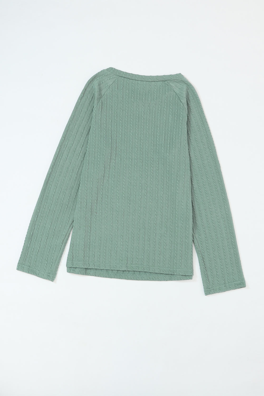 Elegant Green Ribbed Knit Top with Long Sleeves