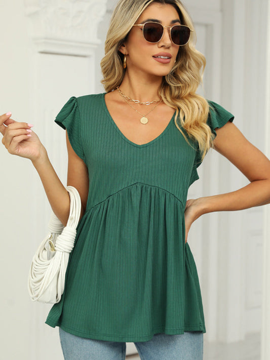 Blouses - Tops V Neck Sleeveless Solid Color Casual Versatile Tank Top - MsDressly