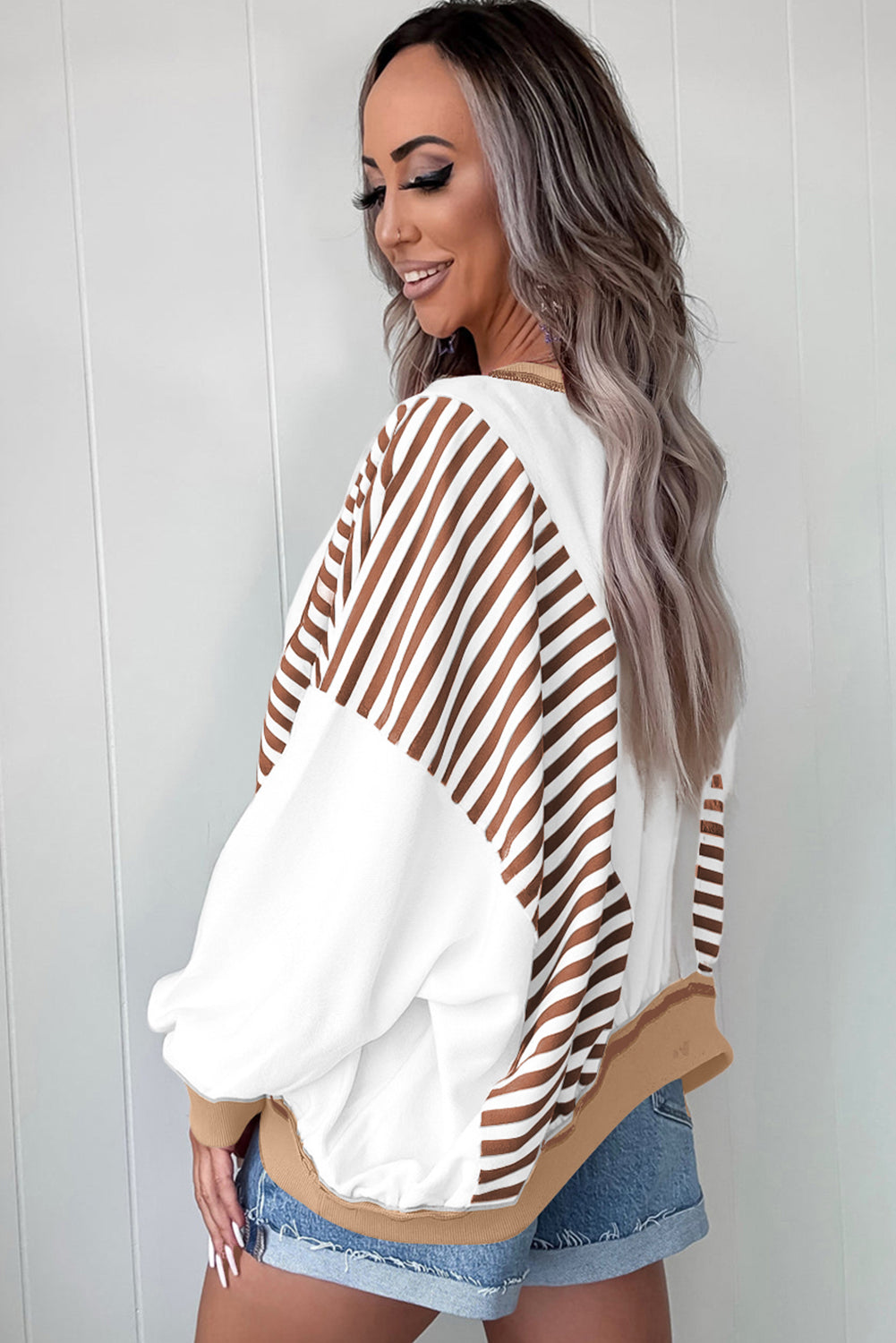 stripe patchwork sweatshirt