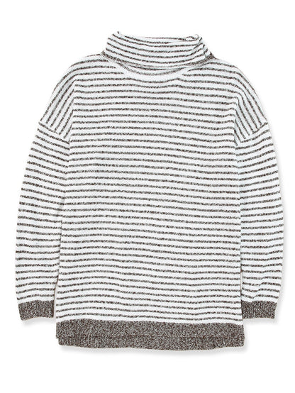Khaki Striped Turtleneck Knit Sweater for Women