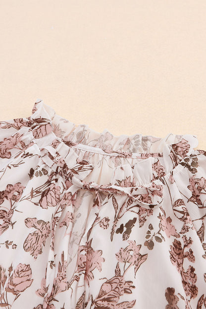 Floral Fantasy Bubble Sleeve Boho Blouse