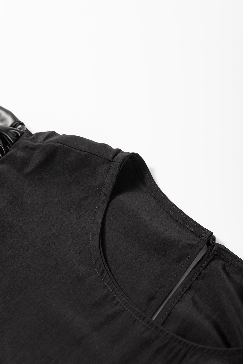 Curvy Black Swing Dress with Half Puff Sleeves