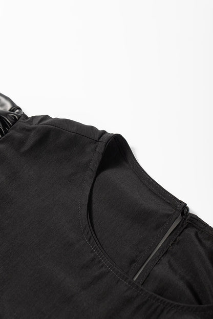 Curvy Black Swing Dress with Half Puff Sleeves