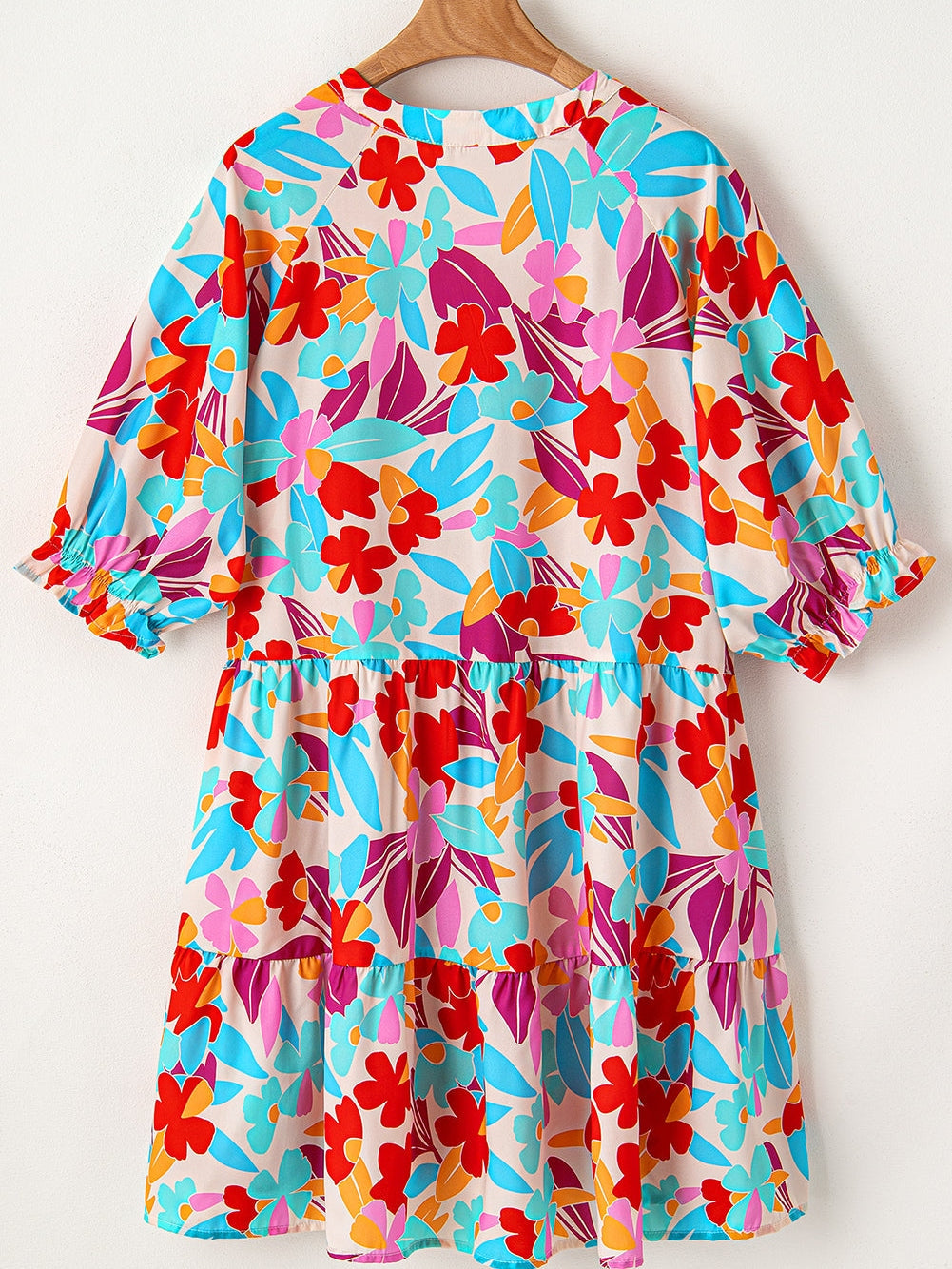 Multicolour Floral Tiered V Neck Plus Dress