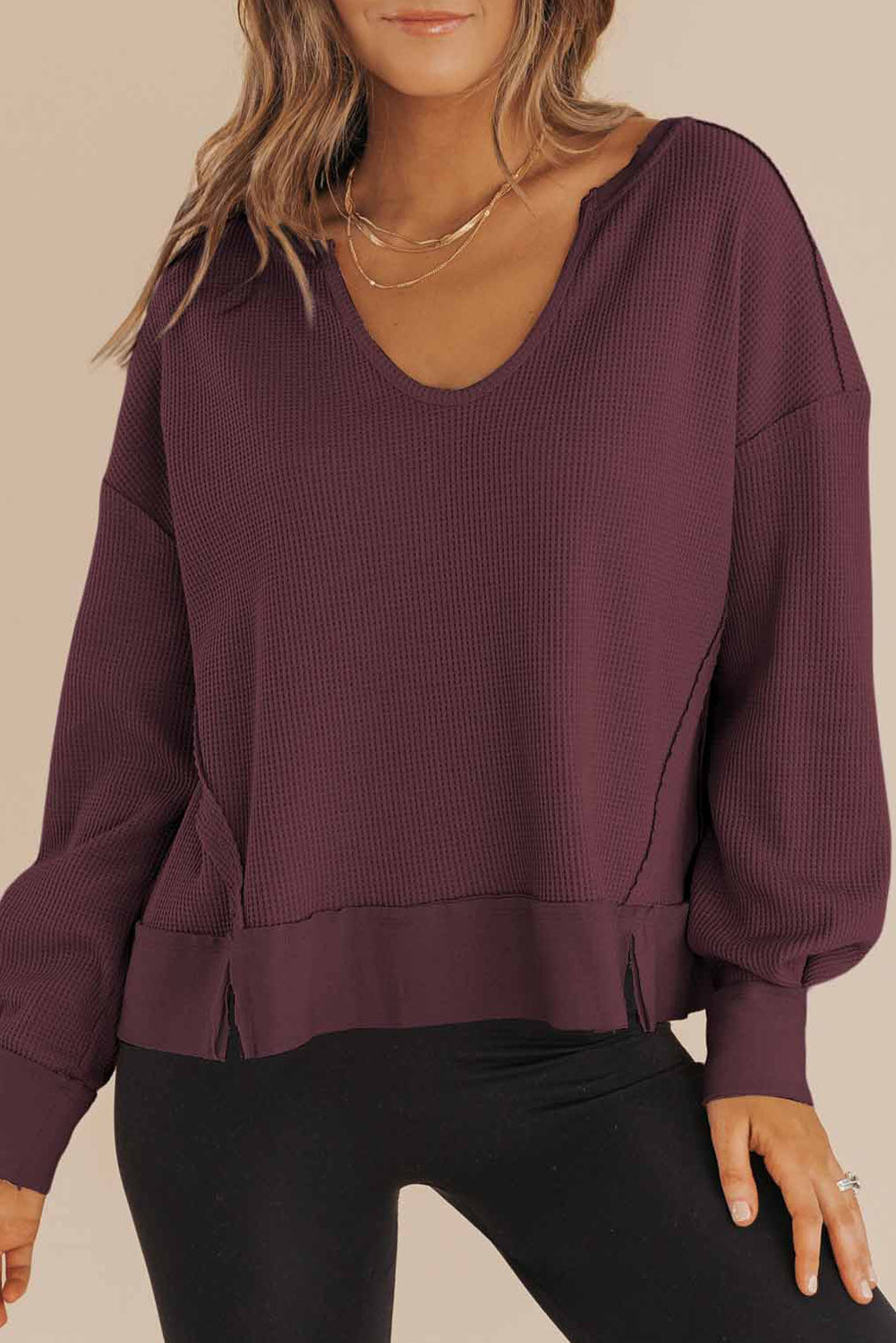 waffle knit sweatshirt