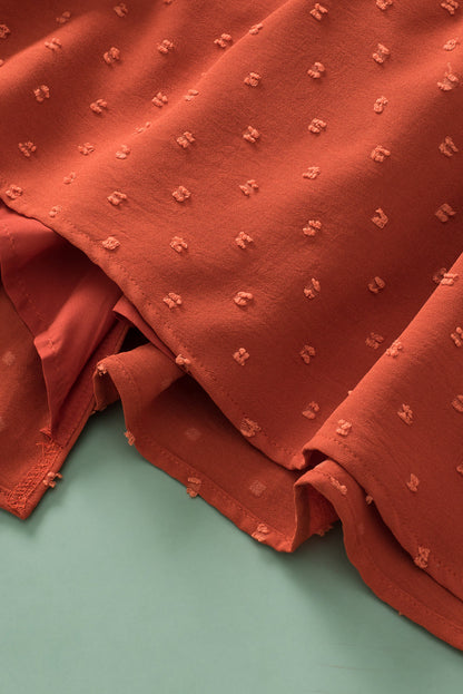 Golden Sparks Plus Size Swiss Dot V Neck Wrap Tie Side Blouse