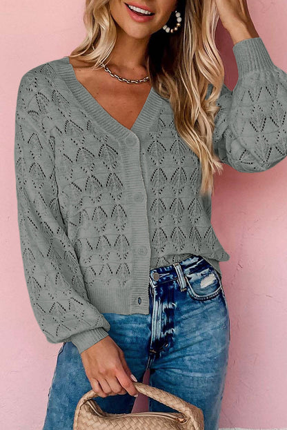 gray crochet cardigan