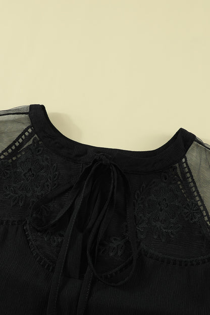 Black Formal Invitation Lace Blouse