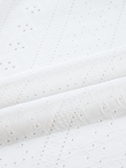 White Plus Size Guipure V Neck Eyelet Lace Tank Top