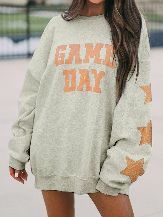 Game Day Sequin Grapefruit Orange Graphic Sweatshirt